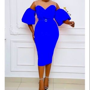 Midi puff sleeve dress